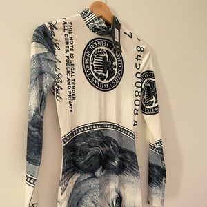 Brand new w tags long tight stretch money print velour dress